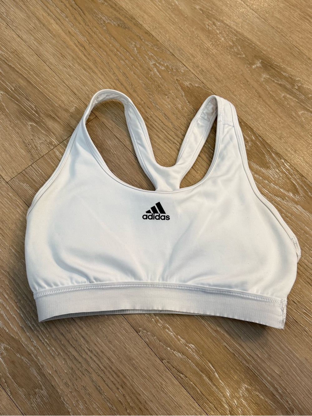 adidas White Racerback sports bra with Logo